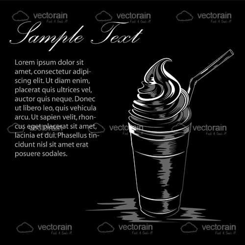 Abstract Black and White Background with Ice Cream and Sample Text